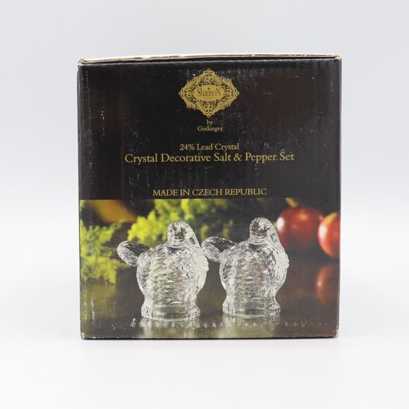 Shannon Clear 24% Crystal Decorative Thanksgiving Turkey Salt Pepper Shaker Set - Picture 8 of 9
